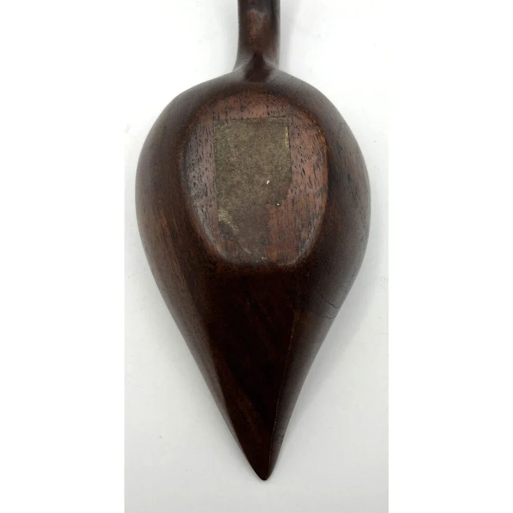 Vtg Hand Carved Teardrop Shape Rustic Wooden Serving Scoop Kitchen Decor